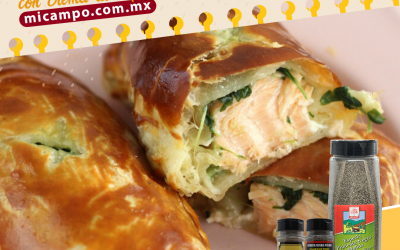 Salmón en Hojaldre con Crema de Espinacas.